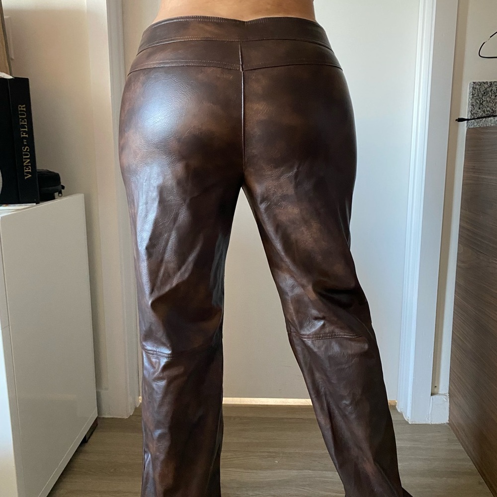 Brown leather baggy pants